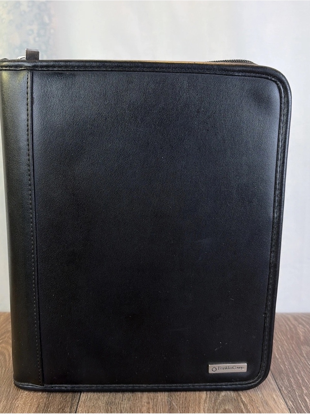 Franklin Covey 7-Ring Black Zip Around Faux Leather Binder Organizer Planner